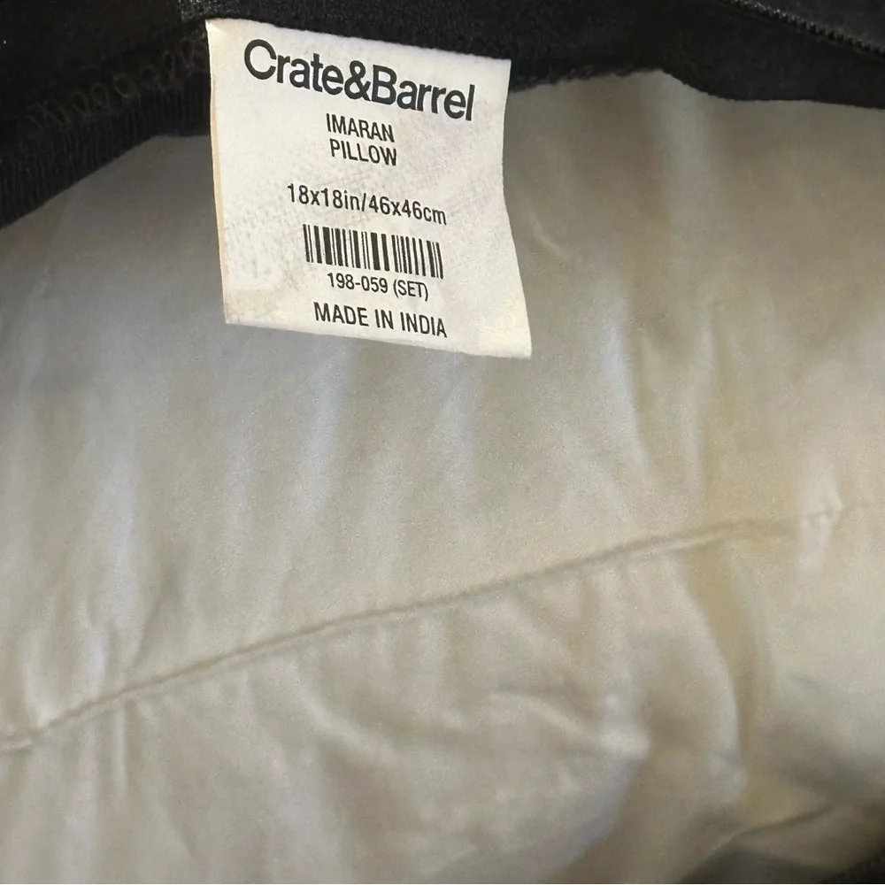 Crate & Barrel Black Red Embroidered Accent Pillows‎ Striking Design Set of 2